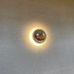 包豪斯中古ins风电镀银轻奢壁灯现代简约圆形北欧走廊日食床头灯