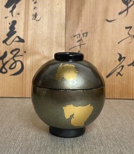 日本一木挖实木汤碗 盖碗 金箔 加贺金箔 木胎漆器 很可爱的小碗