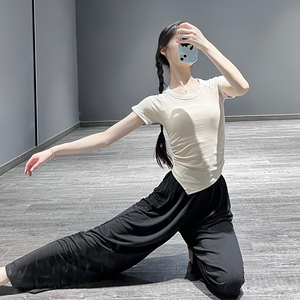 现代舞舞蹈服女成人夏季修身短袖上衣练功服中国舞古典舞形体服
