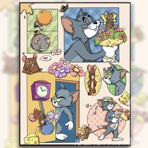 猫和老鼠十字绣满绣2023新款客厅小件卡通儿童点粘砖石贴画5d卧室