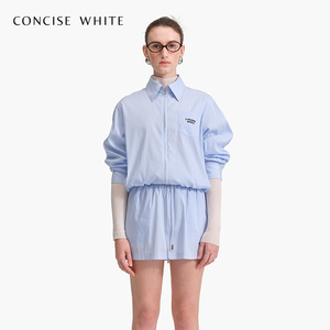 CONCISE-WHITE简白 24春季新款条纹翻领衬衣夹克外套女设计师品牌