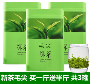 发1.5斤毛尖绿茶2024新茶浓香非特级春茶散装茶叶共750g罐装礼盒