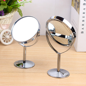 金属圆形台式化妆镜 桌面可旋转1:2放大镜欧式公主镜双面梳妆镜子