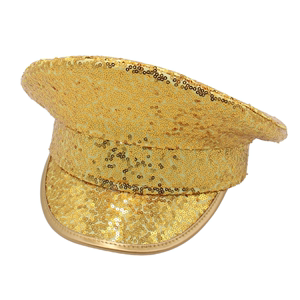 亮片舞团大盖帽金色走秀鸭舌帽新娘婚礼帽气质平顶海军水手帽女士