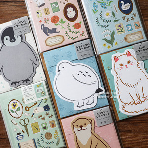 包邮日本制midori新款可爱企鹅水獭趣味异形动物造型信封信纸套装