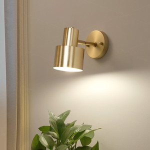 北欧简约创意网红全铜casa镜前灯黄铜过道客厅卧室免接线床头壁灯