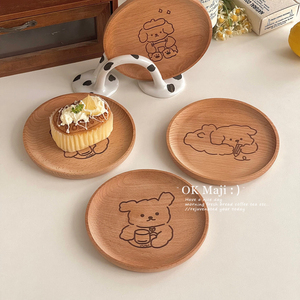 迷你小盘子家用可爱小碟子小号盘子木质碟子水果盘创意甜品餐盘