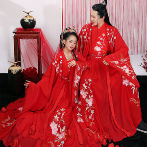 男中式婚服国色倾城红色花嫁汉服古装对襟齐腰六米襦裙大袖衫全套