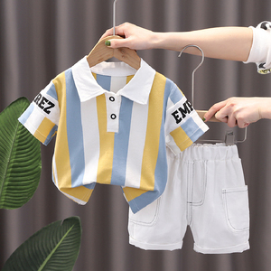 婴儿衣服夏季男童港风帅气小男孩套装两件套一周岁男宝宝夏装童装