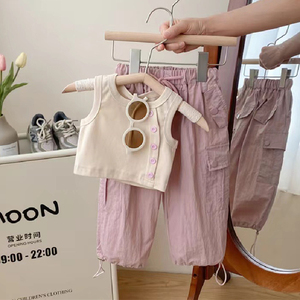 婴儿衣服夏季韩版洋气时尚外穿背心上衣长裤套装一周岁女宝宝夏装