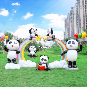 户外网红相框卡通熊猫摆件售楼部景区大熊猫仿真动物草坪庭院装饰