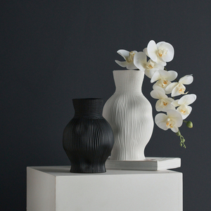 寂器 小众原创设计磨砂黑色白色陶瓷花瓶现代简约北欧客厅ins软装