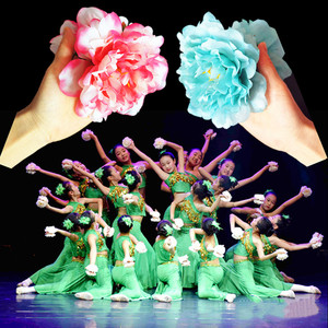 傣族舞蹈缅桂花开朵朵香白色手花头花女儿花带杆手拿红色牡丹道具
