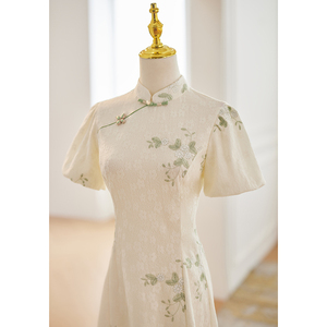 改良旗袍年轻款少女高端气质小个子连衣裙新中式白色小清新短款夏