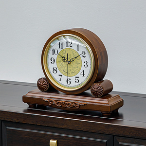 实木欧式钟表座钟客厅复古报时台式坐钟美式时钟创意家用台钟摆件