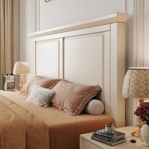 白色全实木床简约现代轻奢1.5米1.8x2米美式家具奶油风双人床主卧