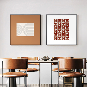 莫兰迪抽象方形餐厅装饰画轻奢客厅挂画现代简约床头画玄关画壁画