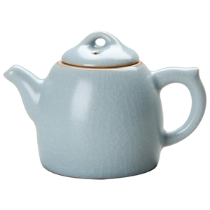 迷你汝窑茶壶指尖壶小容量陶瓷袖珍壶茶宠茶玩摆件可养把把胡茶壶