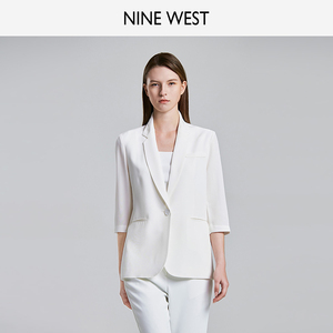 Nine West/玖熙春季新款七分袖西装外套女纯色气质通勤西服