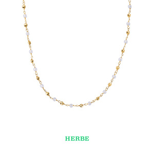 [明星同款]HERBE合璧 留光金珠系列项链 叠戴 串珠链手工扭丝工艺