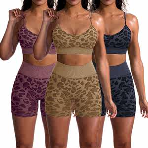 Sling Running Sports Yoga Suit Women's Leopard Print Hip Sho
