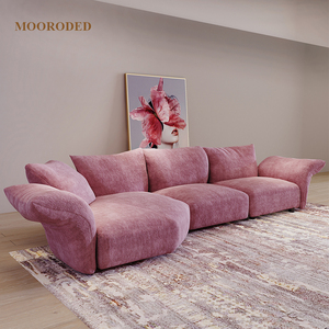 Mooroded意式极简花瓣沙发雪尼尔简约布艺沙发别墅贵妃转角沙发