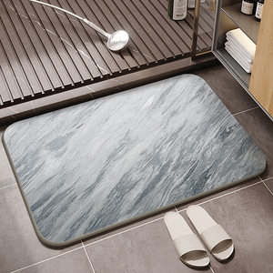 简约大理石纹硬硅藻泥地垫浴室吸水速干脚垫家用卫生间防滑垫子