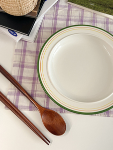 美式盘子菜盘家用陶瓷意面盘草帽盘西餐9英寸高级感时尚菜碟大号