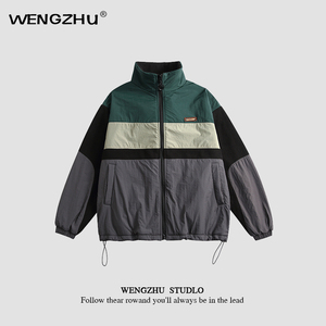 WENGZHU「设计师品牌」/男女同款/ 羊羔绒外套立领拼色摇粒绒棉衣
