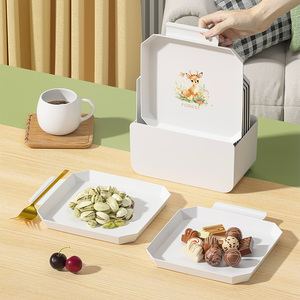 桌面吐骨碟吐骨头盘碟家用可爱日式食品级精致菜碟白色方形小盘子