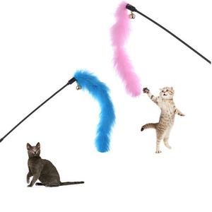 Random Color Funny Cat Stick Toys Colorful Turkey Feathers T