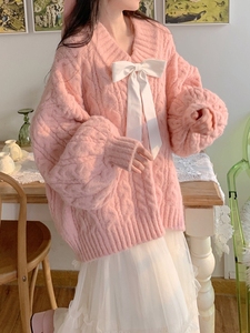 小个子温柔风奶系穿搭慵懒风粉色麻花毛衣女秋冬半身裙子两件套装
