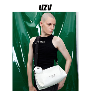UZV夏季新款无性别单肩斜挎包潮牌包包亮皮小众设计包女包