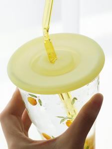 家居硅胶盖杯盖大口径食用级马克杯杯盖防尘带吸管孔圆形