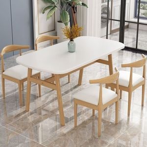 北欧餐桌家用小户型铁艺仿木纹腿餐桌椅组合简约出租房吃饭桌子