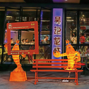 玻璃钢雕塑发光小龙虾模型螃蟹摆件大排档招牌店门口装饰打卡拍照