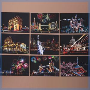 A5明信片夜景刮画世界著名城市风景建筑儿童手工DIY制作刮画画纸