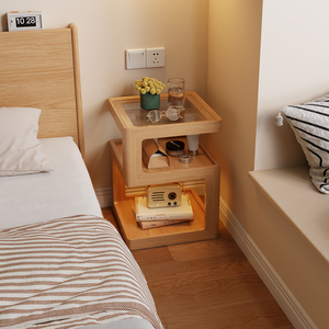 木屋记实木床头柜创意床边柜现代简约小户型储物柜卧室床头置物架