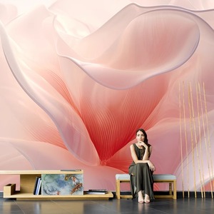 3d立体花卉壁纸美式粉色花朵沙发背景墙壁布现代简约卧室床头墙纸