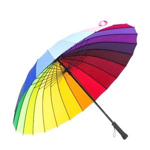天堂伞24骨个性彩虹雨伞男超大双人三人手动长柄伞户外伞加固放风