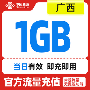 广西联通手机流量快充 流量充值日包1GB 全国流量充值 中国联通