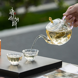 中式耐热玻璃花茶壶茶具泡茶壶大容量玫瑰花茶壶蜡台温茶器煮茶壶