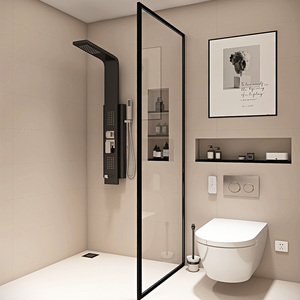 浴室淋浴间卫生间干湿分离隔断屏风洗澡间厕所卫浴玻璃极窄不锈钢