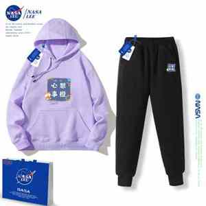 NASA过年红色套装男童冬季加绒女大童运动2023兔年本命年衣服儿童