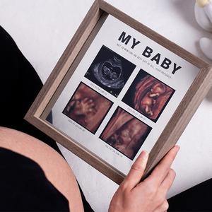 报告单四维照片宝宝B超黑胡桃木相框 孕妇照记录来图定制满月礼物