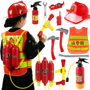 儿童消防员山姆玩具套装喷水灭火器道具装备水枪器材帽子背心服装