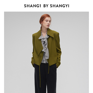 SHANG1 BY SHANGYI休闲西服外套女可拆卸不对称领设计感短款上衣