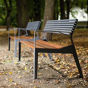 公园椅户外实木长椅不锈钢长凳花园庭院休闲坐凳球场靠背锌钢长椅