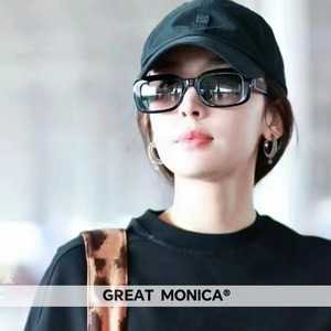 古力娜扎墨镜女高级感2024新款黑色方形窄框太阳镜显瘦防紫外线潮