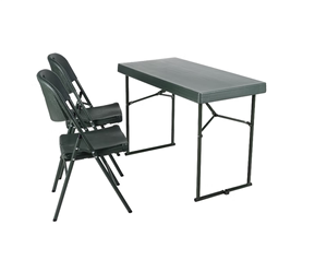 吹塑桌椅多功能野战折叠餐桌椅便携式手提桌椅军绿色拉练户外野营